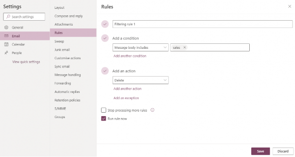 4. Enter a name for your filtering rule