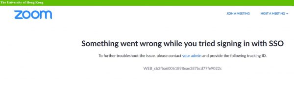 Something went wrong while you tried signing in with SSO