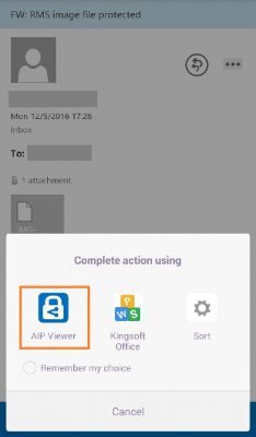 Prompt to sign in for protected file or email