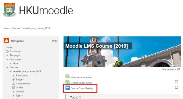 Click the Course Zoom Meeting