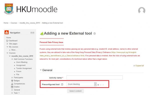 Add Zoom activity to Moodle