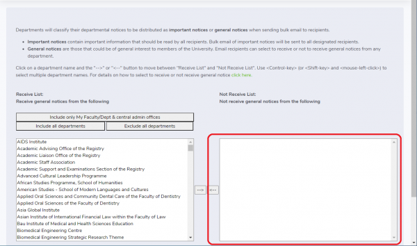 Bulkmail whitelist selection