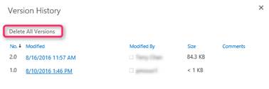 Delete all versions