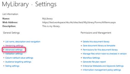 Advance settings