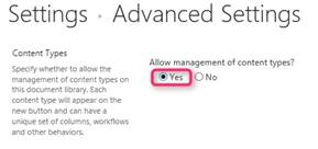 Allow management of content types
