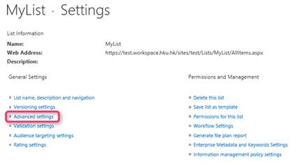 Advance settings