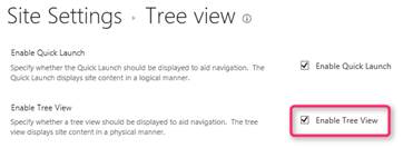 Site setting - tree view