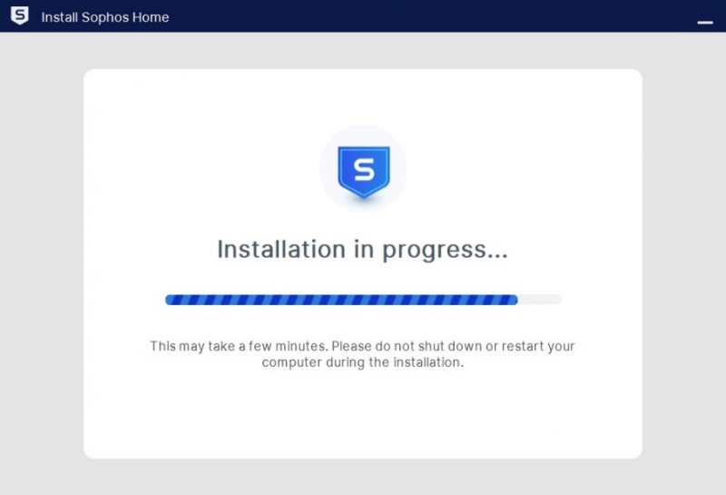 The installation may take a few minutes to complete. Please do not shut down or restart your computer.