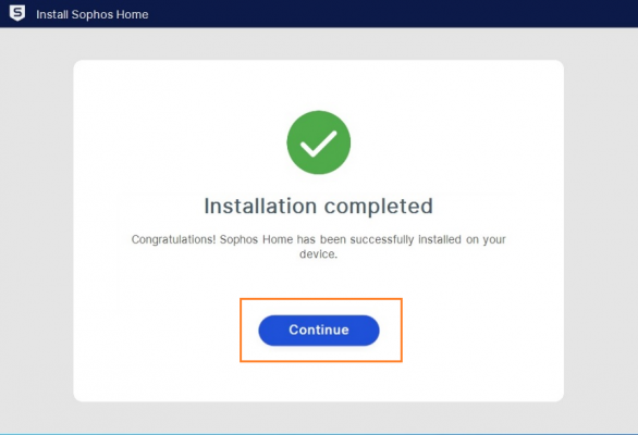 Click Continue and Sophos Home will be opened.