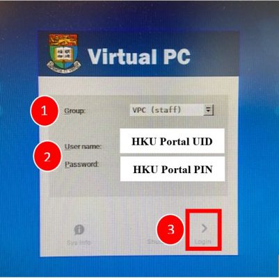 VPC login screen