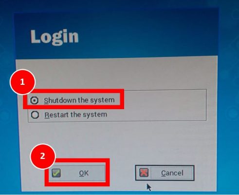 Select shutdown on VPC shutdown screen