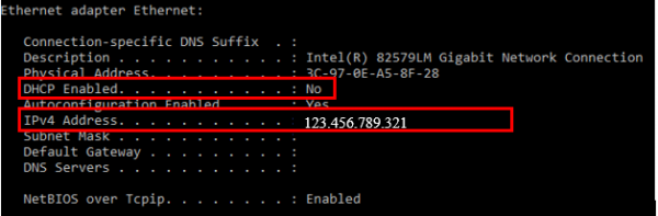 How to read IP address in windows console