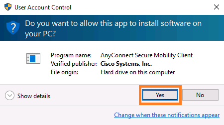 In User Account Control window, click Yes