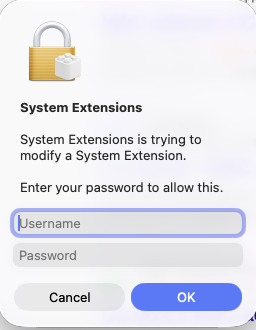 Type the username and password of your macOS in the Username and Password fields respectively. Click the Modify Settings button.