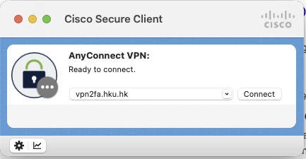 Enter  vpn2fa.hku.hk and click Connect button.