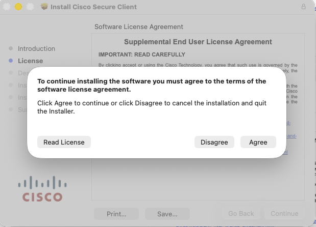 Click the Agree button to accept the license terms.