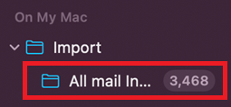 Browse to the local folder with the email just imported. Select all emails (Press CMD+A)