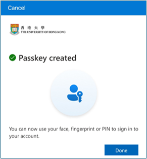 passkey creation process is completed