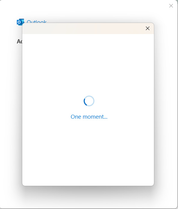 Outlook account configuration in process