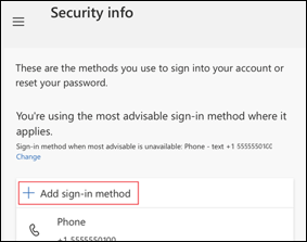 “Add a sign-in method”