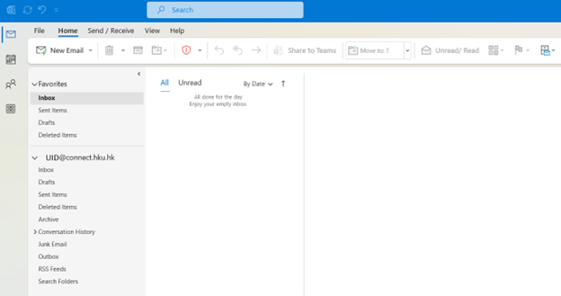 Microsoft 365 Outlook is ready to use. It will connect to Microsoft Exchange Online to synchronize emails