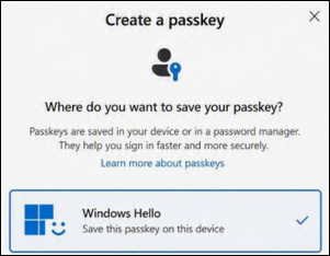 After confirm creation, and your system will generate the passkey stored in Windows Hello.