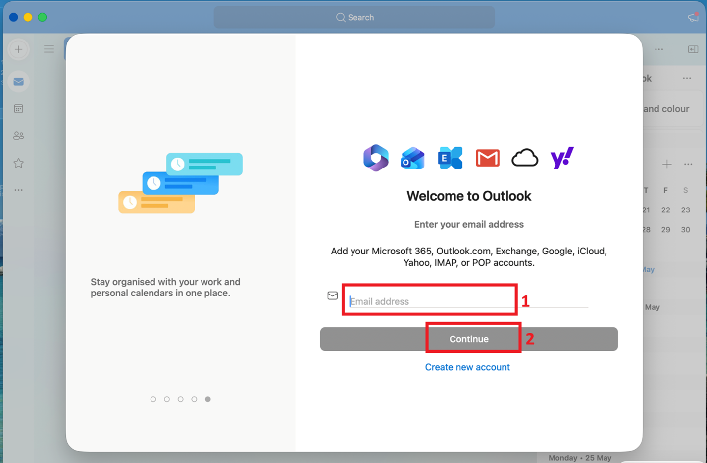 In Welcome to Outlook setup page, enter your UID@HKU.HK in Email address field and then click “Continue” button