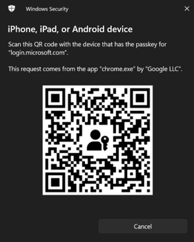 iv. The browser will now try to connect to your phone. A QR code appears on the computer screen.
