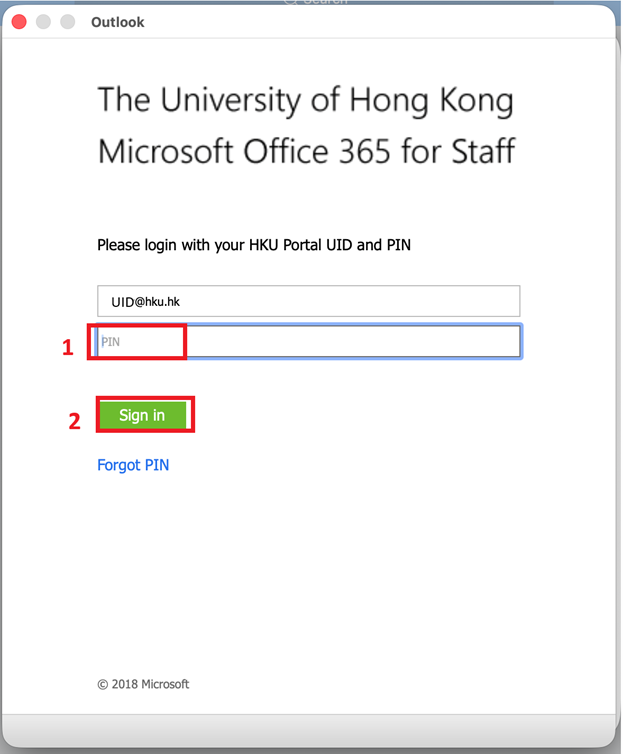 Enter the PIN of your UID. Click “Sign in” button