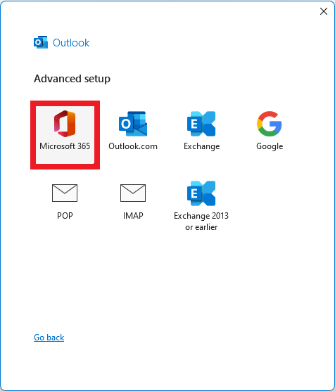 Select and click “Microsoft 365” icon