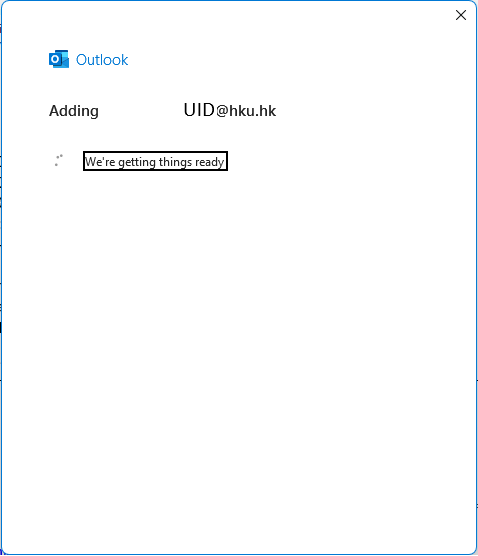 Outlook account configuration in process