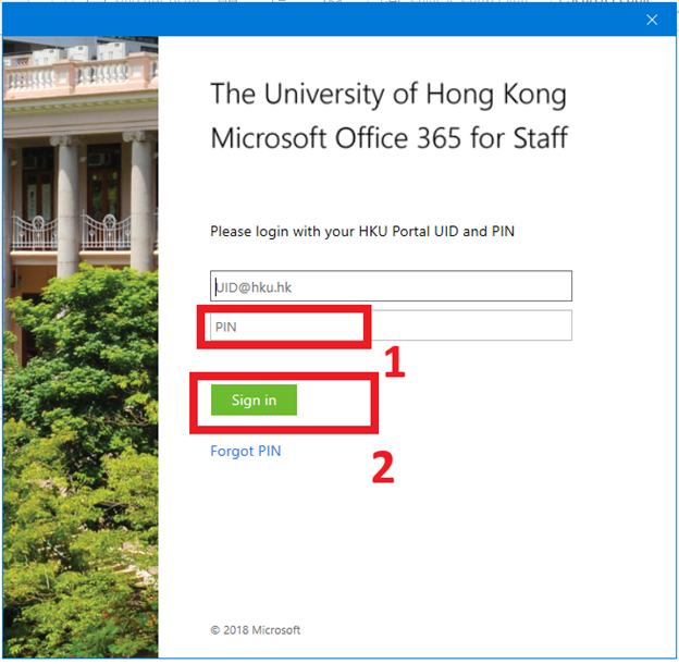 Enter the PIN of the mailbox that needs to be added. Click “Sign in” button.