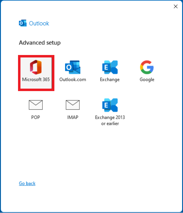Select and click “Microsoft 365” icon