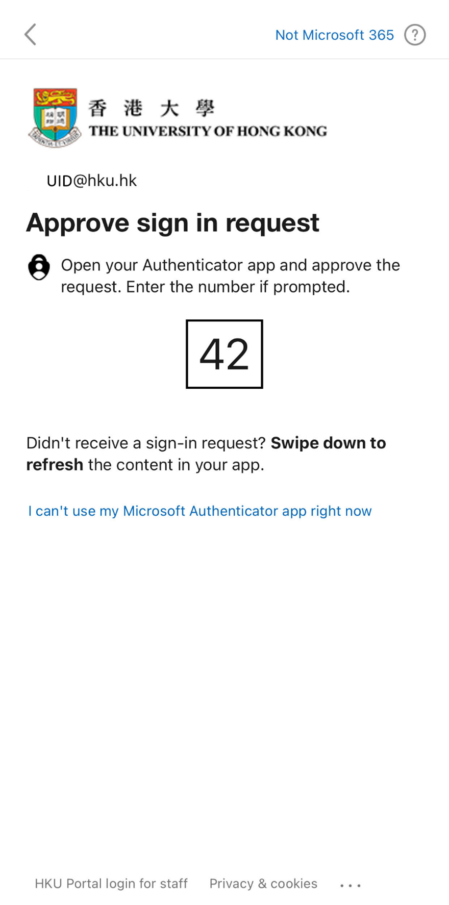 It will go through approve sign in request with MFA; it will prompt the default method which was previously set; Open your Microsoft Authenticator app and enter the number in next screen an choose “Yes”
