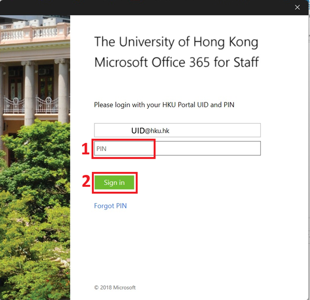 Enter the PIN of the mailbox that needs to be added. Click “Sign in” button