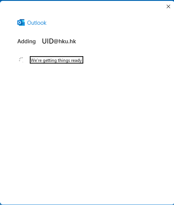 Outlook account configuration in process