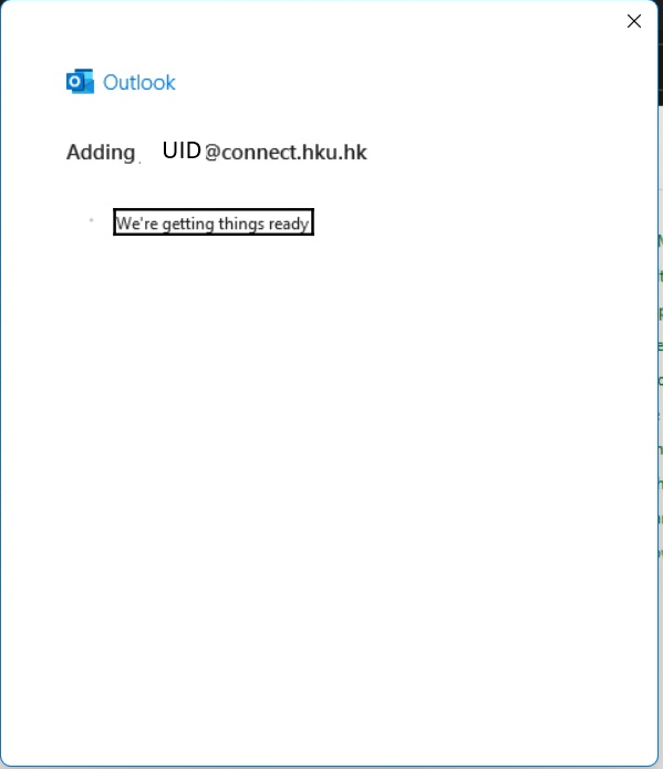 Outlook account configuration in process