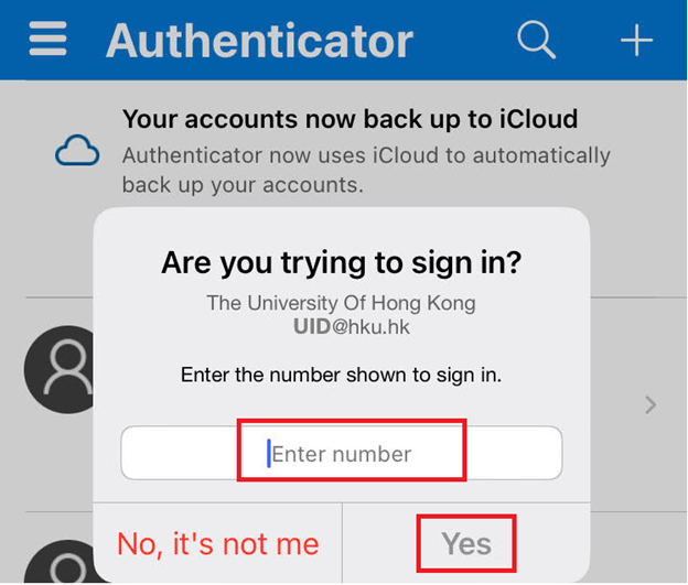 Enter the number in your Microsoft Authenticator. Click “Yes” button