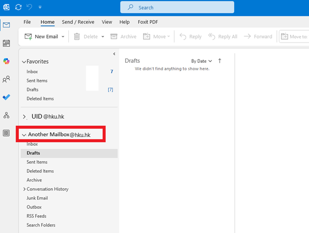 After Outlook restart, the left panel will show the other mailbox being added into your Microsoft Outlook client