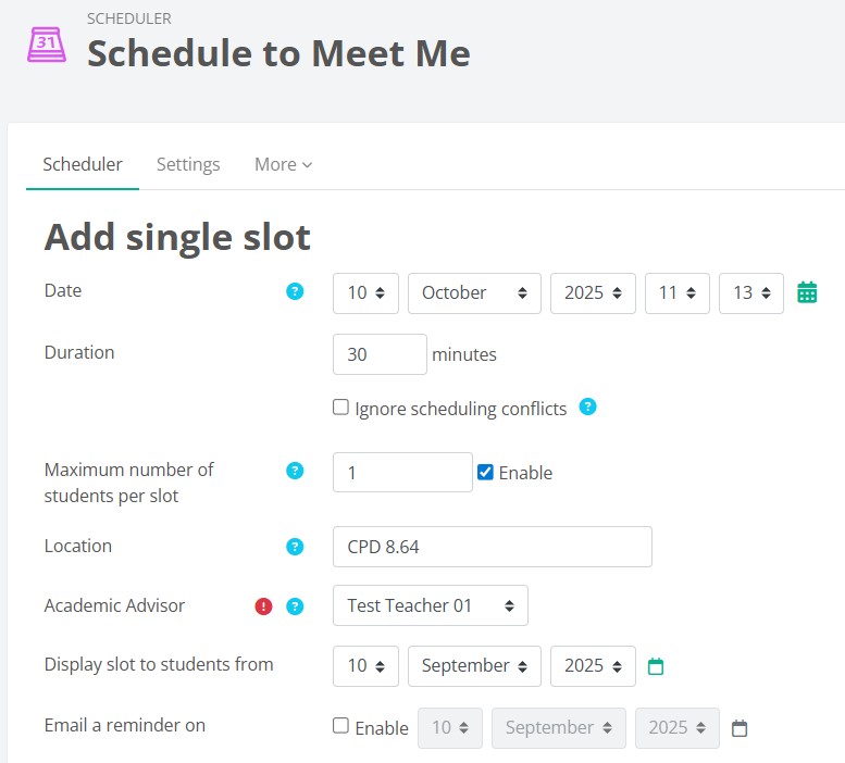 SchedulerAddSlots