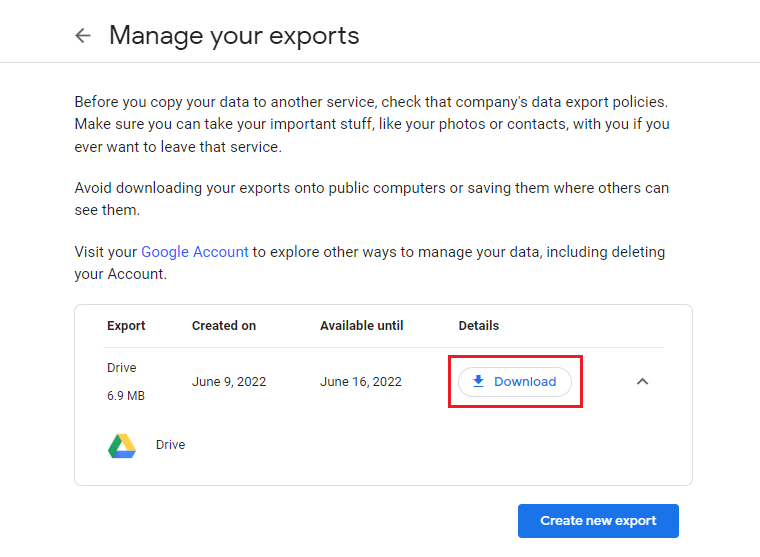 select the files and click download