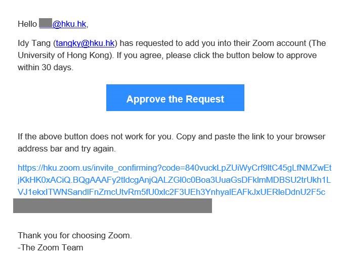 I registered for a Zoom account with my HKU email address before. When