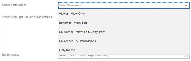 and select the desired protection from the drop-down menu.