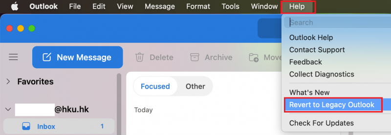 If your Outlook is using “New Outlook” user interface as below, please Revert to Legacy Outlook interface, before proceed.