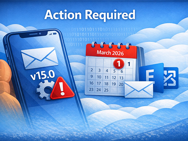 mobile mail app version below 16.1 will no longer support after march 2026