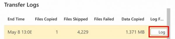 click transfer log