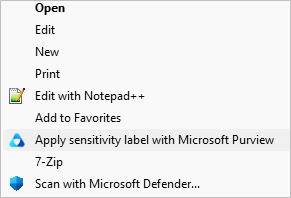 Open the PIP client again by right clicking any Microsoft Office file such as Word, Excel or PowerPoint and select “Apply sensitivity label with Microsoft Purview”.