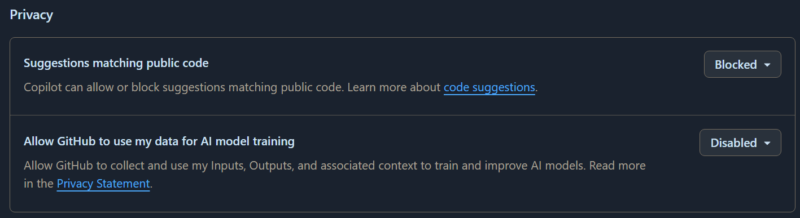 github copilot privacy