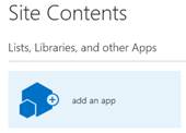 Add an app under site content