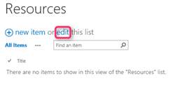 Edit resource list